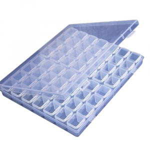 Caja organizadora para gemas dentales de 56 celdas transparente