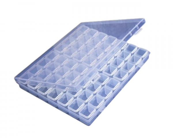 Caja organizadora para gemas dentales de 56 celdas transparente